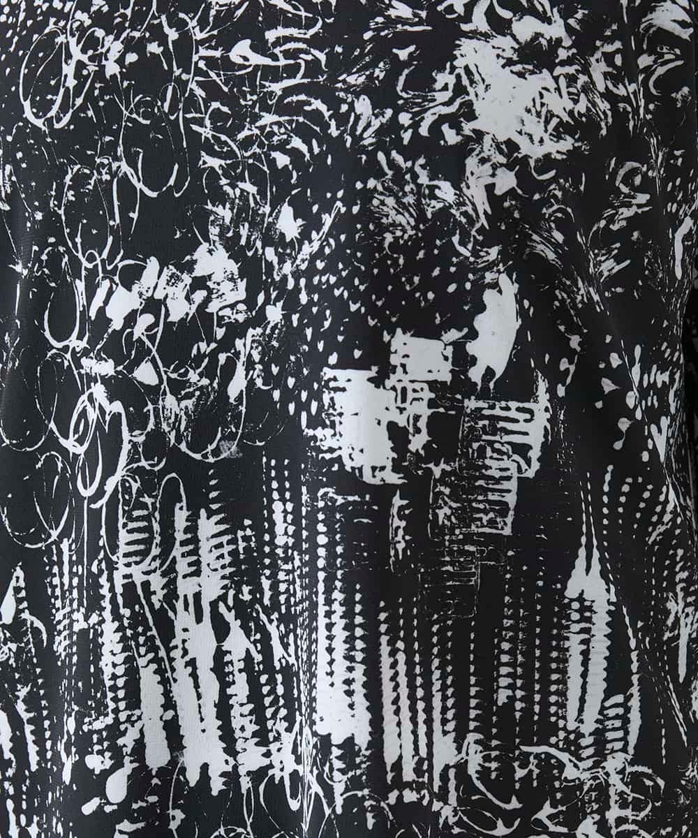 RHKGD17330 HIROKO KOSHINO(ヒロココシノ) インクペインティングカットソー/日本製/洗える ブラック