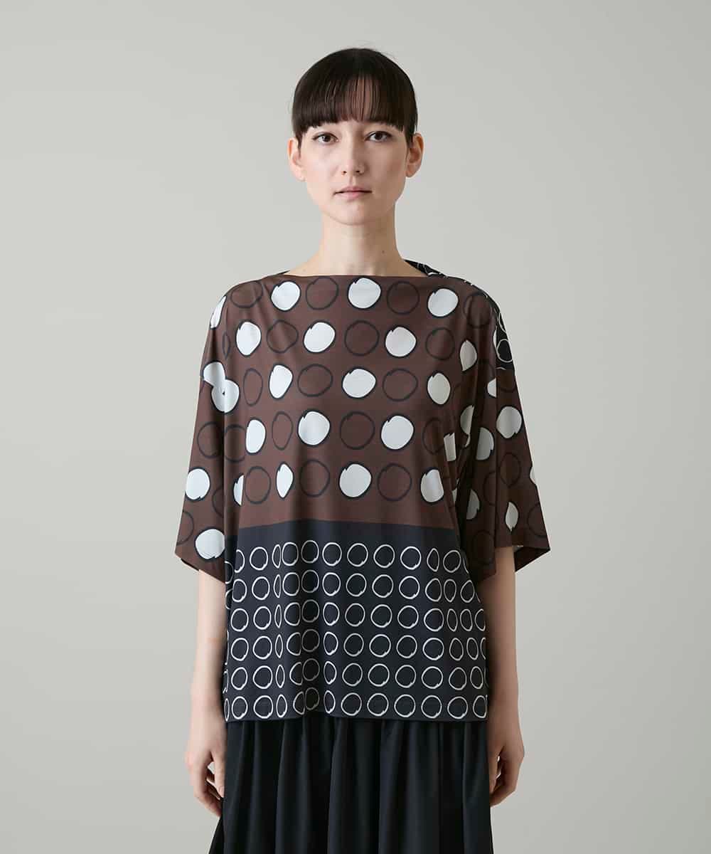 RHKGE26390 HIROKO KOSHINO(ヒロココシノ) ドットパターンドレープジャージープルオーバー/日本製/洗える マルチ