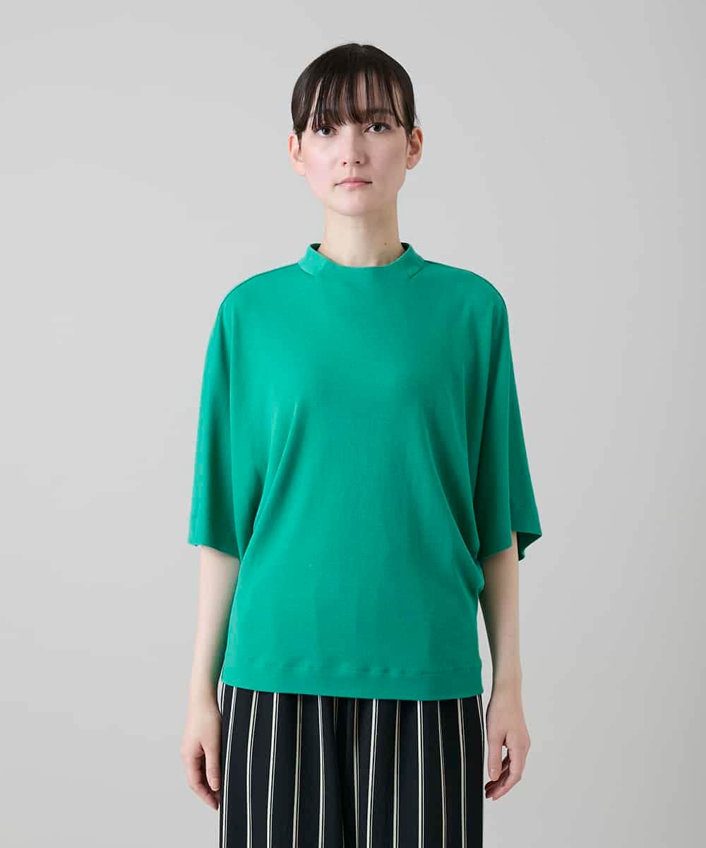 RHKGF07300 HIROKO KOSHINO(ヒロココシノ) ドルマンスリーブミニマルカットソー/日本製/洗える グリーン