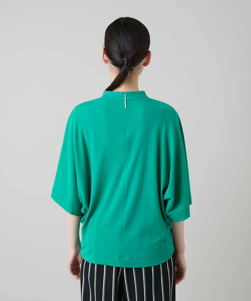 RHKGF07300 HIROKO KOSHINO(ヒロココシノ) ドルマンスリーブミニマルカットソー/日本製/洗える グリーン