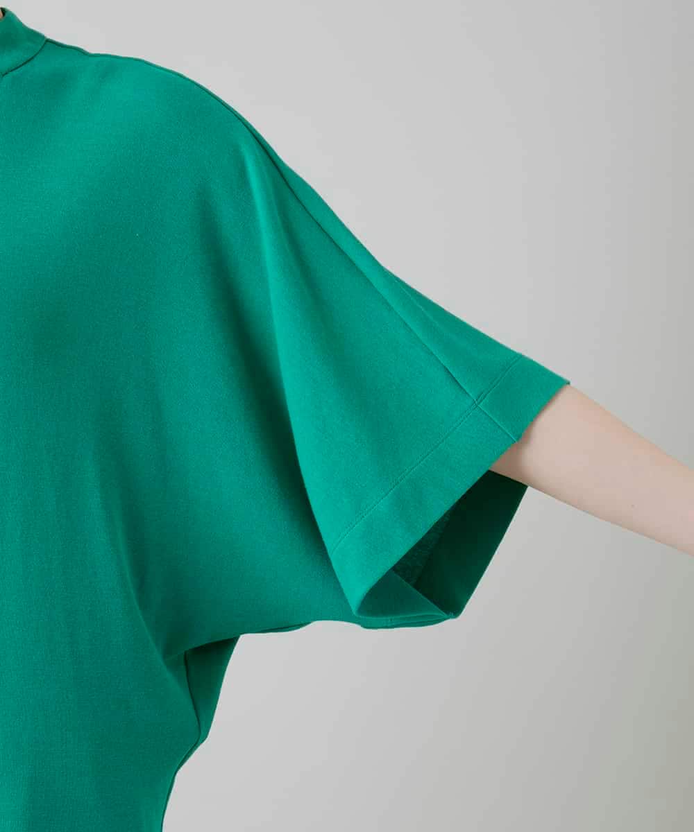 RHKGF07300 HIROKO KOSHINO(ヒロココシノ) ドルマンスリーブミニマルカットソー/日本製/洗える グリーン