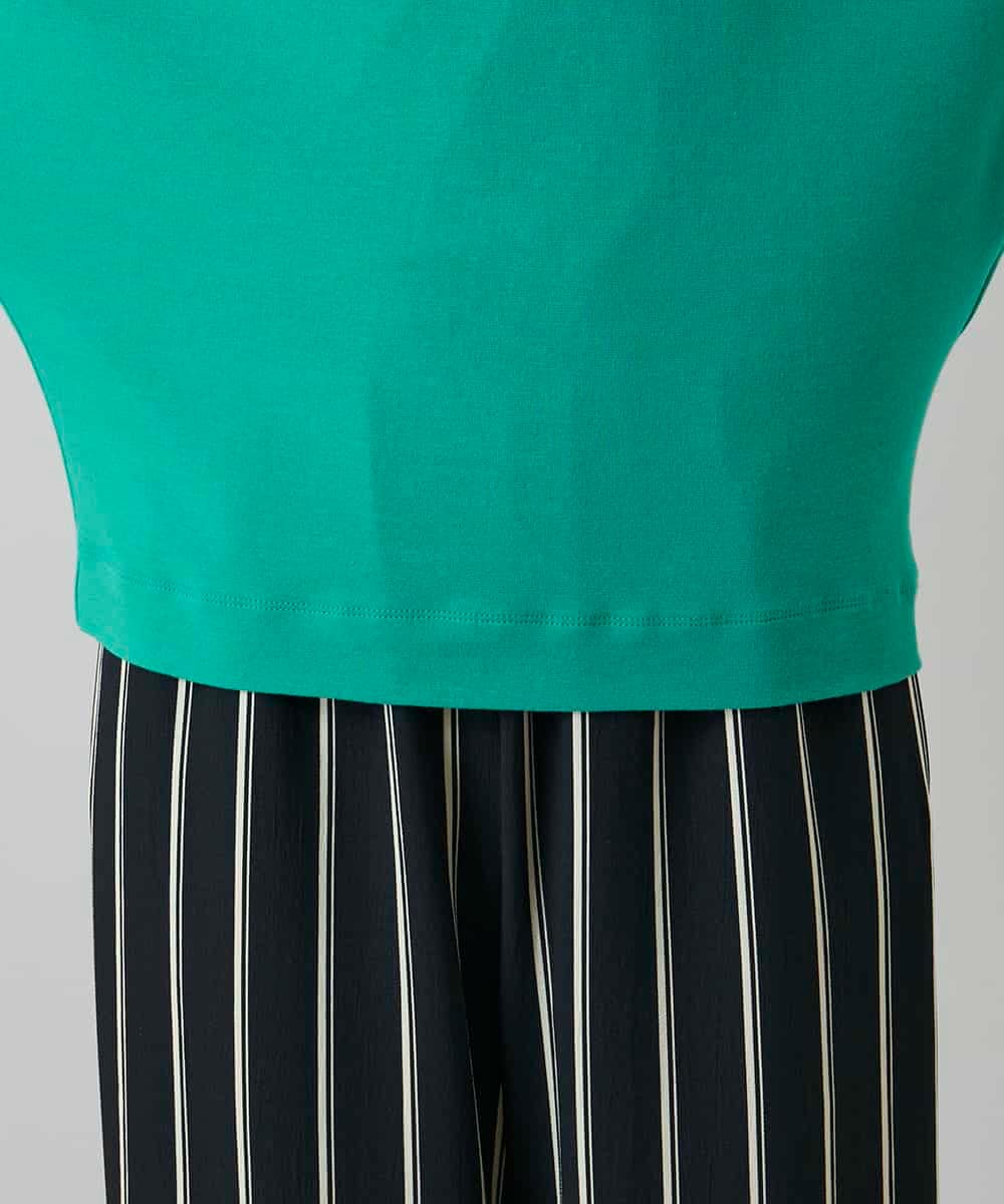 RHKGF07300 HIROKO KOSHINO(ヒロココシノ) ドルマンスリーブミニマルカットソー/日本製/洗える グリーン