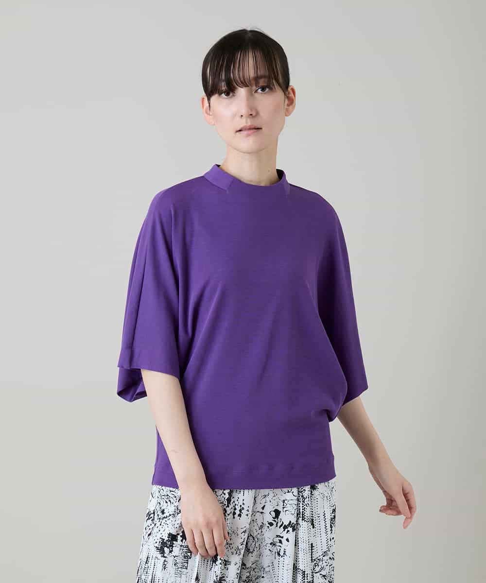 RHKGF07300 HIROKO KOSHINO(ヒロココシノ) ドルマンスリーブミニマルカットソー/日本製/洗える パープル