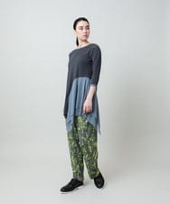 RHKGF11330 HIROKO KOSHINO(ヒロココシノ) アシンメトリーチュールヘムデザインチュニック/日本製/洗える グレー