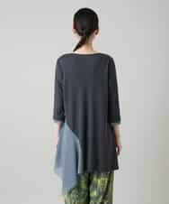 RHKGF11330 HIROKO KOSHINO(ヒロココシノ) アシンメトリーチュールヘムデザインチュニック/日本製/洗える グレー