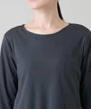 RHKGF11330 HIROKO KOSHINO(ヒロココシノ) アシンメトリーチュールヘムデザインチュニック/日本製/洗える グレー