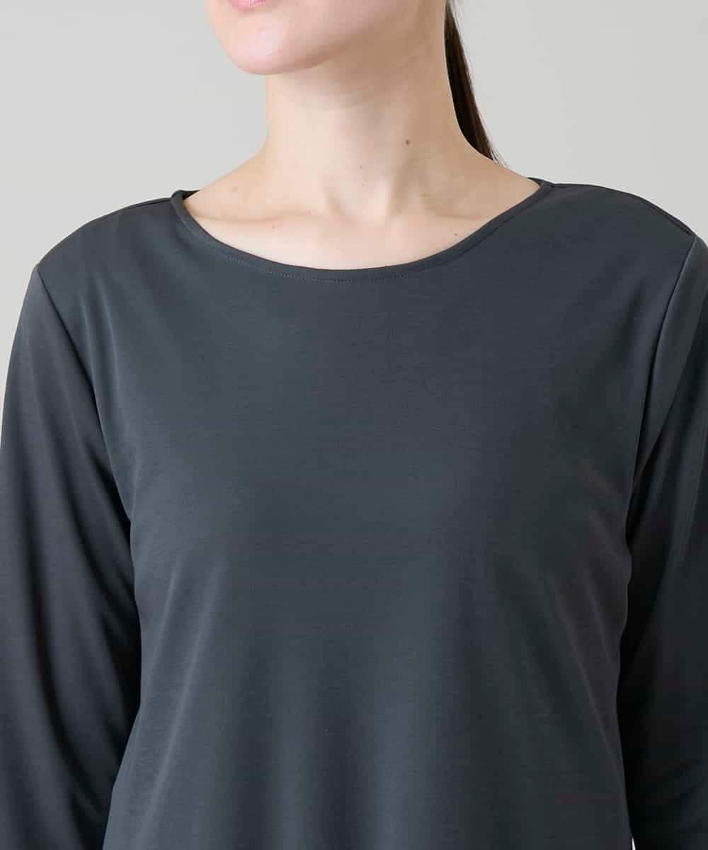 RHKGF11330 HIROKO KOSHINO(ヒロココシノ) アシンメトリーチュールヘムデザインチュニック/日本製/洗える グレー