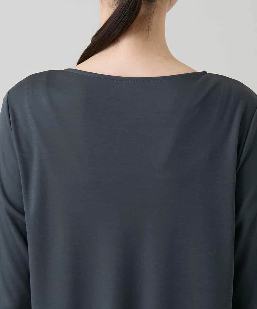 RHKGF11330 HIROKO KOSHINO(ヒロココシノ) アシンメトリーチュールヘムデザインチュニック/日本製/洗える グレー