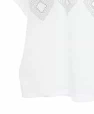 RHKGF13360 HIROKO KOSHINO(ヒロココシノ) 幾何プリント布帛ジョイントカットソー /日本製/洗える ホワイト