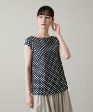 RHKGF27290 HIROKO KOSHINO(ヒロココシノ) ドットソフトチュールカットソー/日本製/洗える ブラック