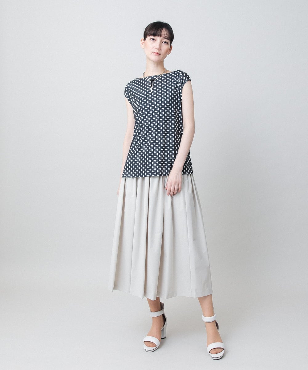 RHKGF27290 HIROKO KOSHINO(ヒロココシノ) ドットソフトチュールカットソー/日本製/洗える ブラック
