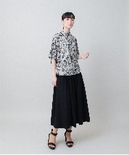 RHKGF30360 HIROKO KOSHINO(ヒロココシノ) アートプリントモックネックカットソー/日本製/洗える ベージュ