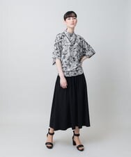 RHKGF30360 HIROKO KOSHINO(ヒロココシノ) アートプリントモックネックカットソー/日本製/洗える ベージュ