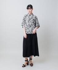 RHKGF30360 HIROKO KOSHINO(ヒロココシノ) アートプリントモックネックカットソー/日本製/洗える ベージュ