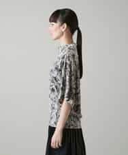 RHKGF30360 HIROKO KOSHINO(ヒロココシノ) アートプリントモックネックカットソー/日本製/洗える ベージュ