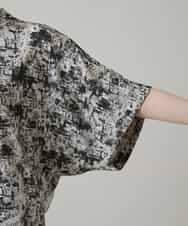 RHKGF30360 HIROKO KOSHINO(ヒロココシノ) アートプリントモックネックカットソー/日本製/洗える ベージュ