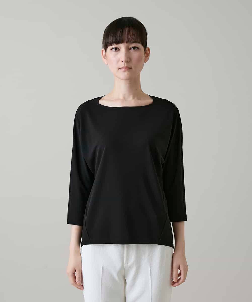 RHKGF31270 HIROKO KOSHINO(ヒロココシノ) シームレスラウンドヘムカットソー/日本製/洗える ブラック