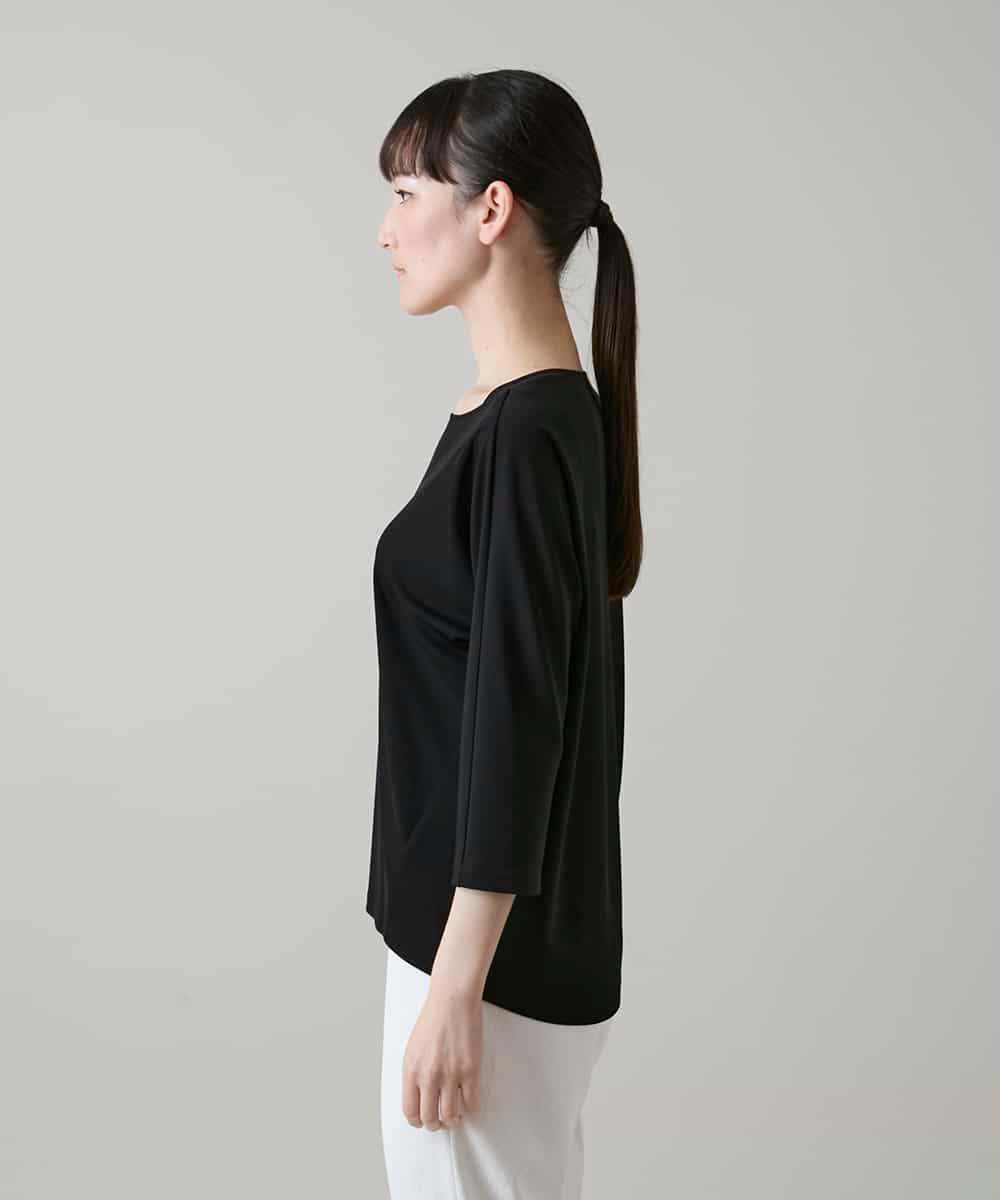 RHKGF31270 HIROKO KOSHINO(ヒロココシノ) シームレスラウンドヘムカットソー/日本製/洗える ブラック