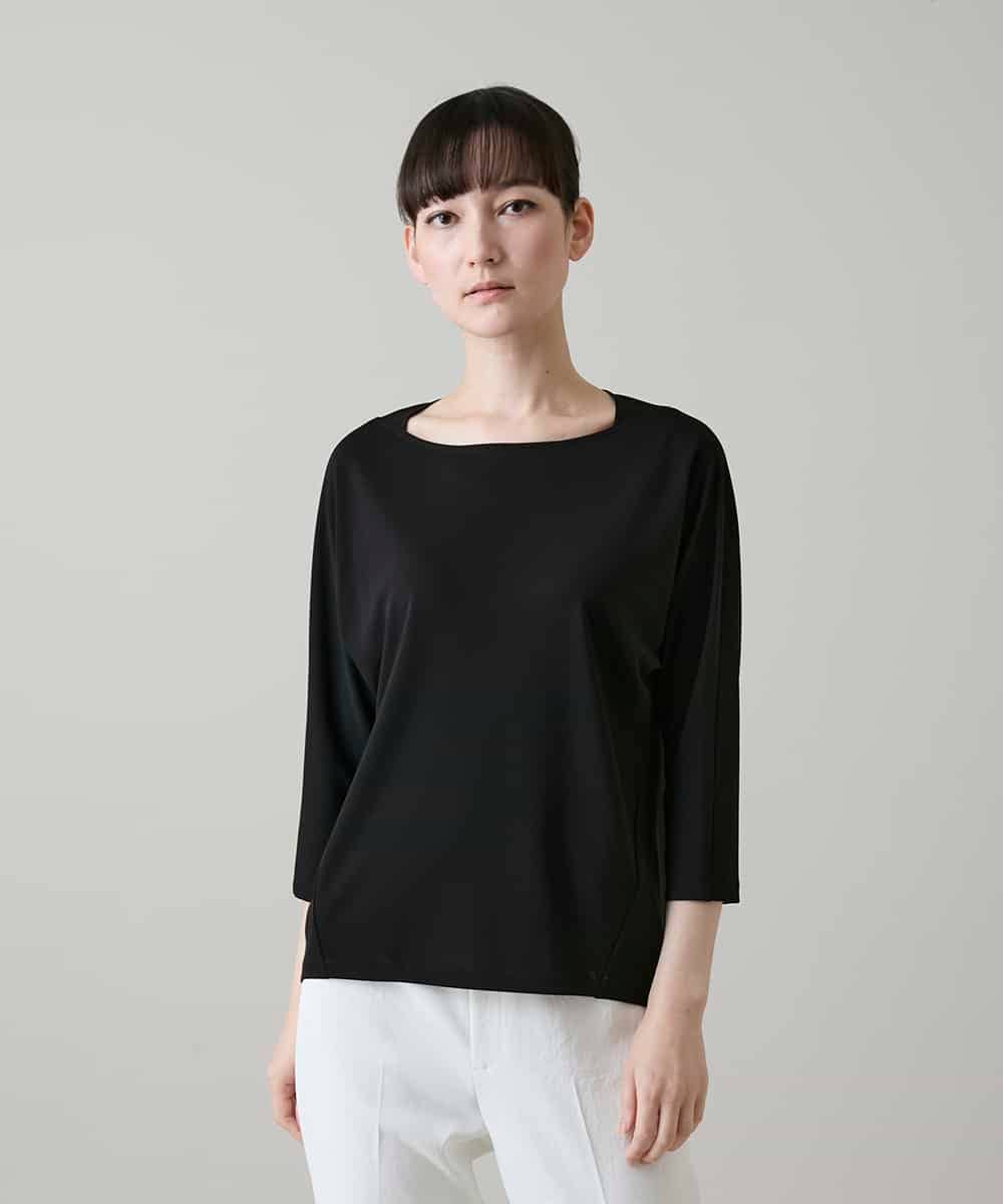 RHKGF31270 HIROKO KOSHINO(ヒロココシノ) シームレスラウンドヘムカットソー/日本製/洗える ブラック
