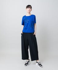 RHKGF33290 HIROKO KOSHINO(ヒロココシノ) フラワーモチーフカットソー/日本製/洗える ブラック