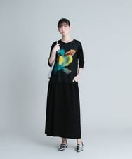 RHKGT21450 HIROKO KOSHINO(ヒロココシノ) 【洗える/日本製】3DアートチュールジョイントTシャツ ホワイト