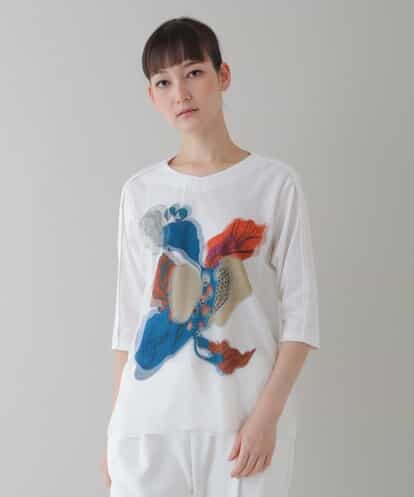 RHKGT21450 HIROKO KOSHINO 【洗える/日本製】3DアートチュールジョイントTシャツ