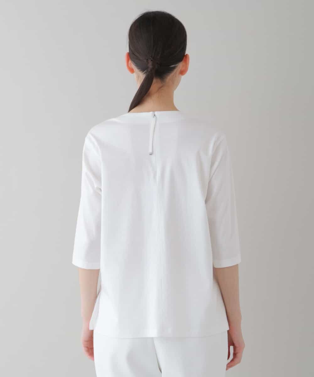 RHKGT21450 HIROKO KOSHINO(ヒロココシノ) 【洗える/日本製】3DアートチュールジョイントTシャツ ホワイト