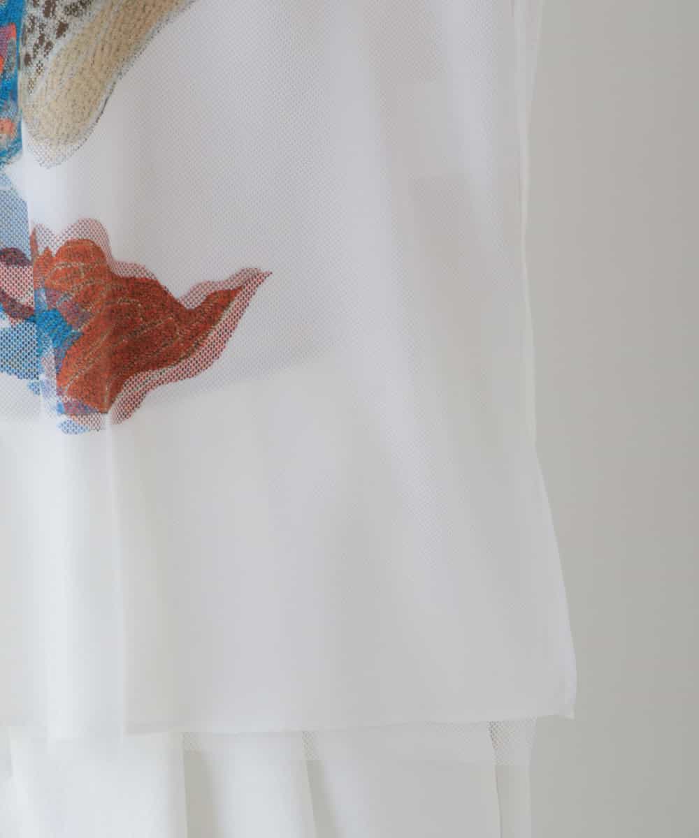 RHKGT21450 HIROKO KOSHINO(ヒロココシノ) 【洗える/日本製】3DアートチュールジョイントTシャツ ホワイト