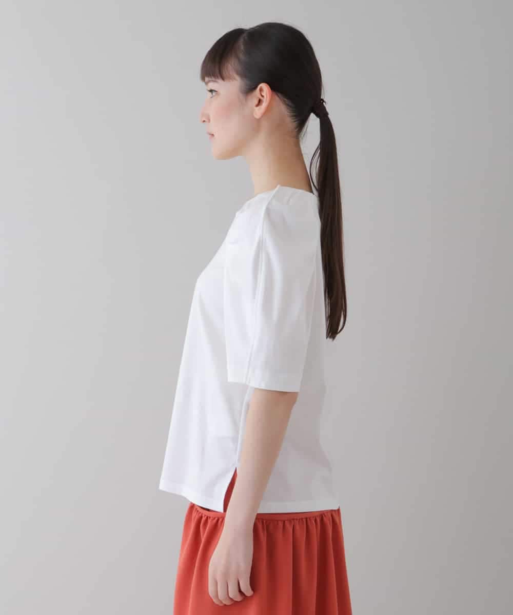 RHKGT22390 HIROKO KOSHINO(ヒロココシノ) 【洗える/日本製】タックデザインコンパクトカットソー ホワイト