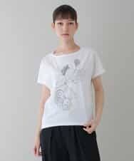 RHKGT33340 HIROKO KOSHINO(ヒロココシノ) 【洗える/日本製】フルーツプリントコットンTシャツ ホワイト