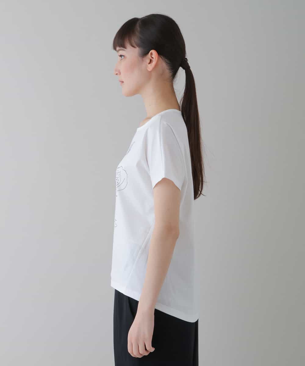 RHKGT33340 HIROKO KOSHINO(ヒロココシノ) 【洗える/日本製】フルーツプリントコットンTシャツ ホワイト