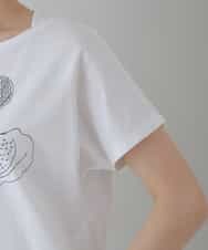 RHKGT33340 HIROKO KOSHINO(ヒロココシノ) 【洗える/日本製】フルーツプリントコットンTシャツ ホワイト