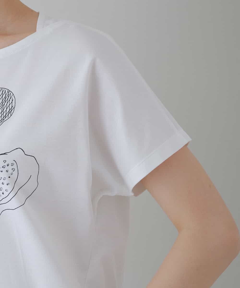 RHKGT33340 HIROKO KOSHINO(ヒロココシノ) 【洗える/日本製】フルーツプリントコットンTシャツ ホワイト