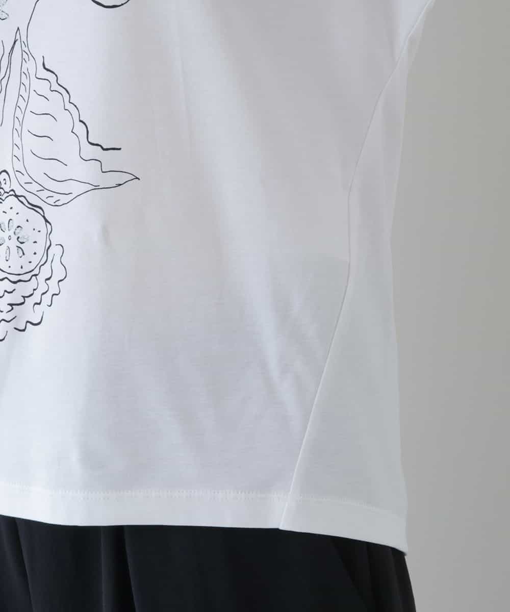 RHKGT33340 HIROKO KOSHINO(ヒロココシノ) 【洗える/日本製】フルーツプリントコットンTシャツ ホワイト