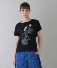 RHKGT33340 HIROKO KOSHINO(ヒロココシノ) 【洗える/日本製】フルーツプリントコットンTシャツ ブラック