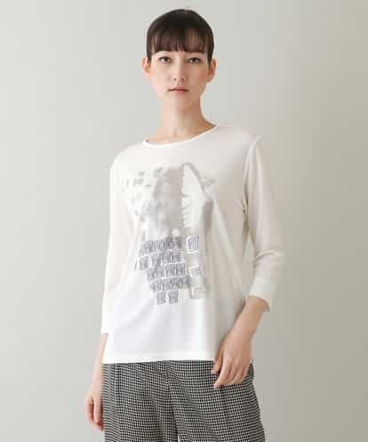 HIROKO KOSHINO(ヒロココシノ) 【日本製/洗える】デコレーションプリントデザインTシャツ ホワイト/白 38