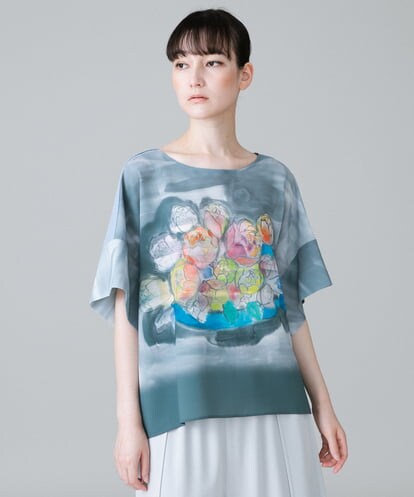 RHKGX37360 HIROKO KOSHINO アートプリントデザインプルオーバー/日本製/洗える
