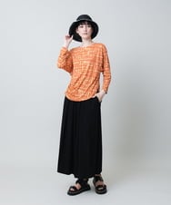 RHKHB02390 HIROKO KOSHINO(ヒロココシノ) 幾何プリントシャーリングデザインカットソー /日本製/洗える グレー