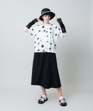 RHKHB06390 HIROKO KOSHINO(ヒロココシノ) 墨絵プリントボックスフォルムTシャツ /日本製/洗える ホワイト
