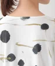 RHKHB06390 HIROKO KOSHINO(ヒロココシノ) 墨絵プリントボックスフォルムTシャツ /日本製/洗える ホワイト