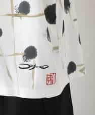 RHKHB06390 HIROKO KOSHINO(ヒロココシノ) 墨絵プリントボックスフォルムTシャツ /日本製/洗える ホワイト