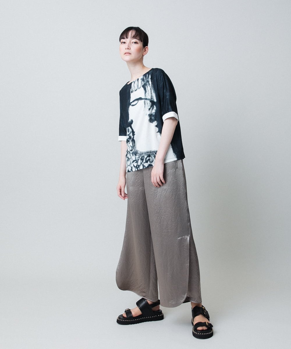 RHKHB07390 HIROKO KOSHINO(ヒロココシノ) フェイスプリントTシャツ /日本製/洗える ホワイト