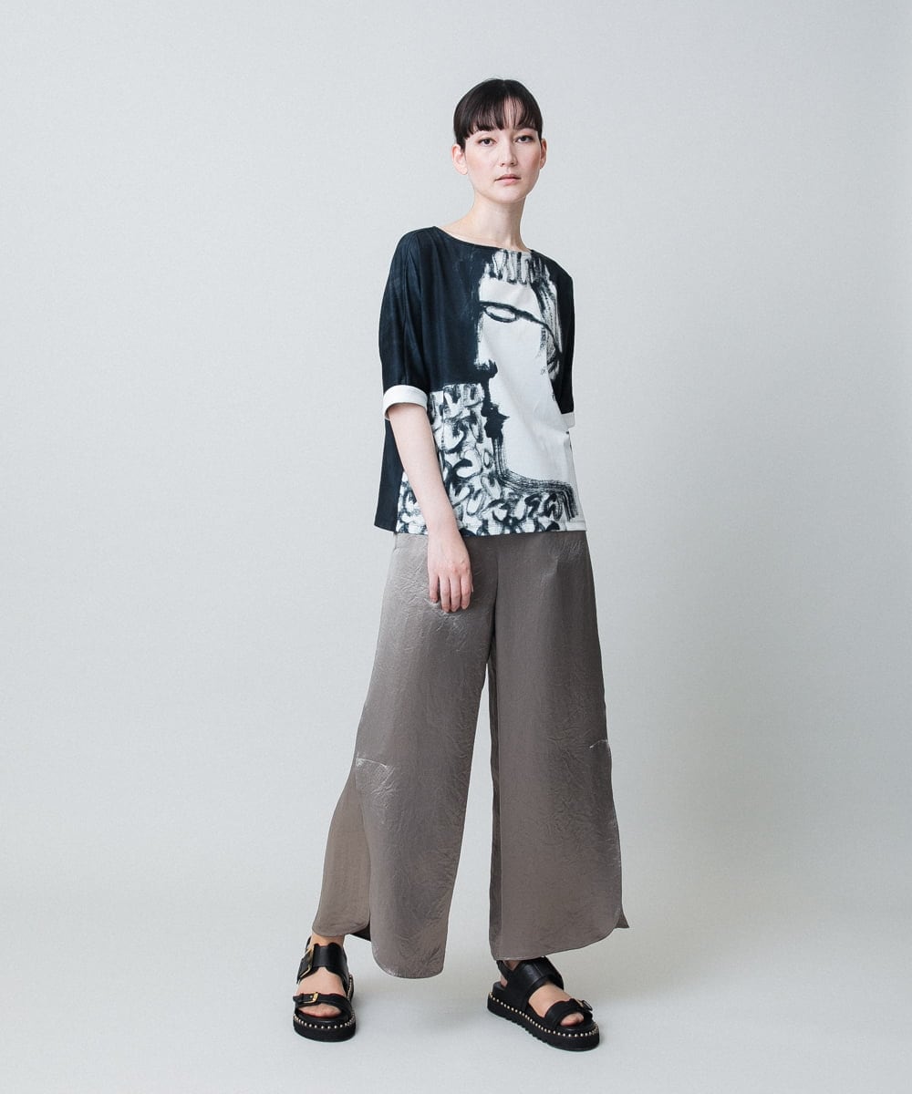 RHKHB07390 HIROKO KOSHINO(ヒロココシノ) フェイスプリントTシャツ /日本製/洗える ホワイト