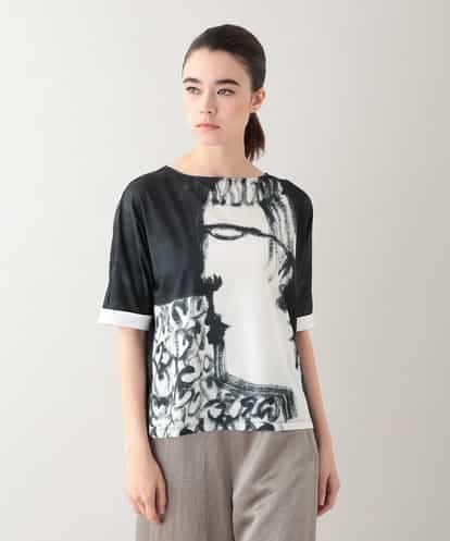 RHKHB07390 HIROKO KOSHINO フェイスプリントTシャツ /日本製/洗える