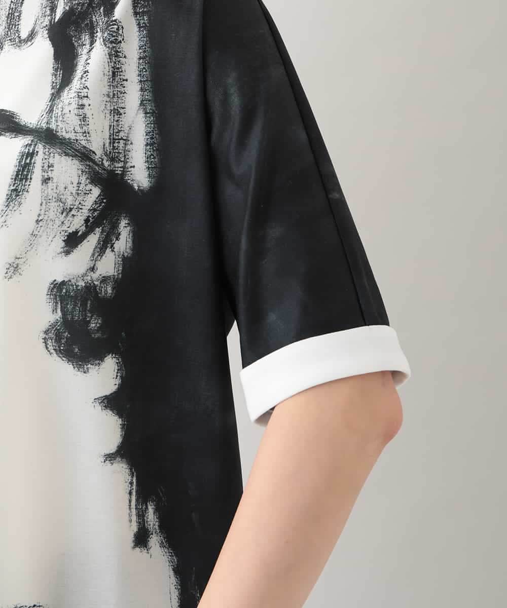 RHKHB07390 HIROKO KOSHINO(ヒロココシノ) フェイスプリントTシャツ /日本製/洗える ホワイト