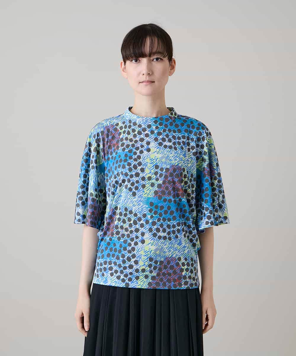 RHKHE02430 HIROKO KOSHINO(ヒロココシノ) ウォータードットドルマンプルオーバー /日本製/洗える ブルー