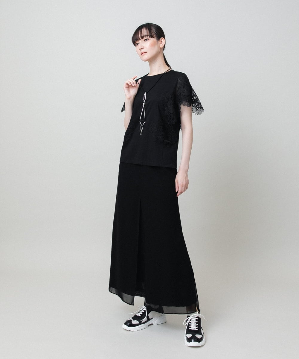 RHKHE03450 HIROKO KOSHINO(ヒロココシノ) ケミカルレースジョイントカットソー /洗える アイボリー