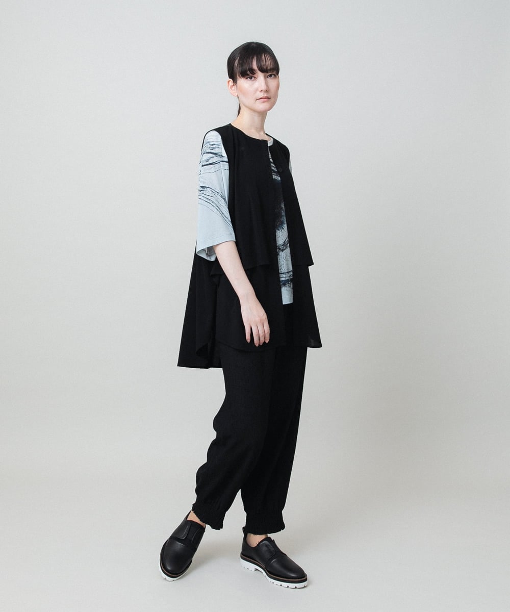 RHKHE05390 HIROKO KOSHINO(ヒロココシノ) 墨絵プリントデザインTシャツ /日本製/洗える ホワイト