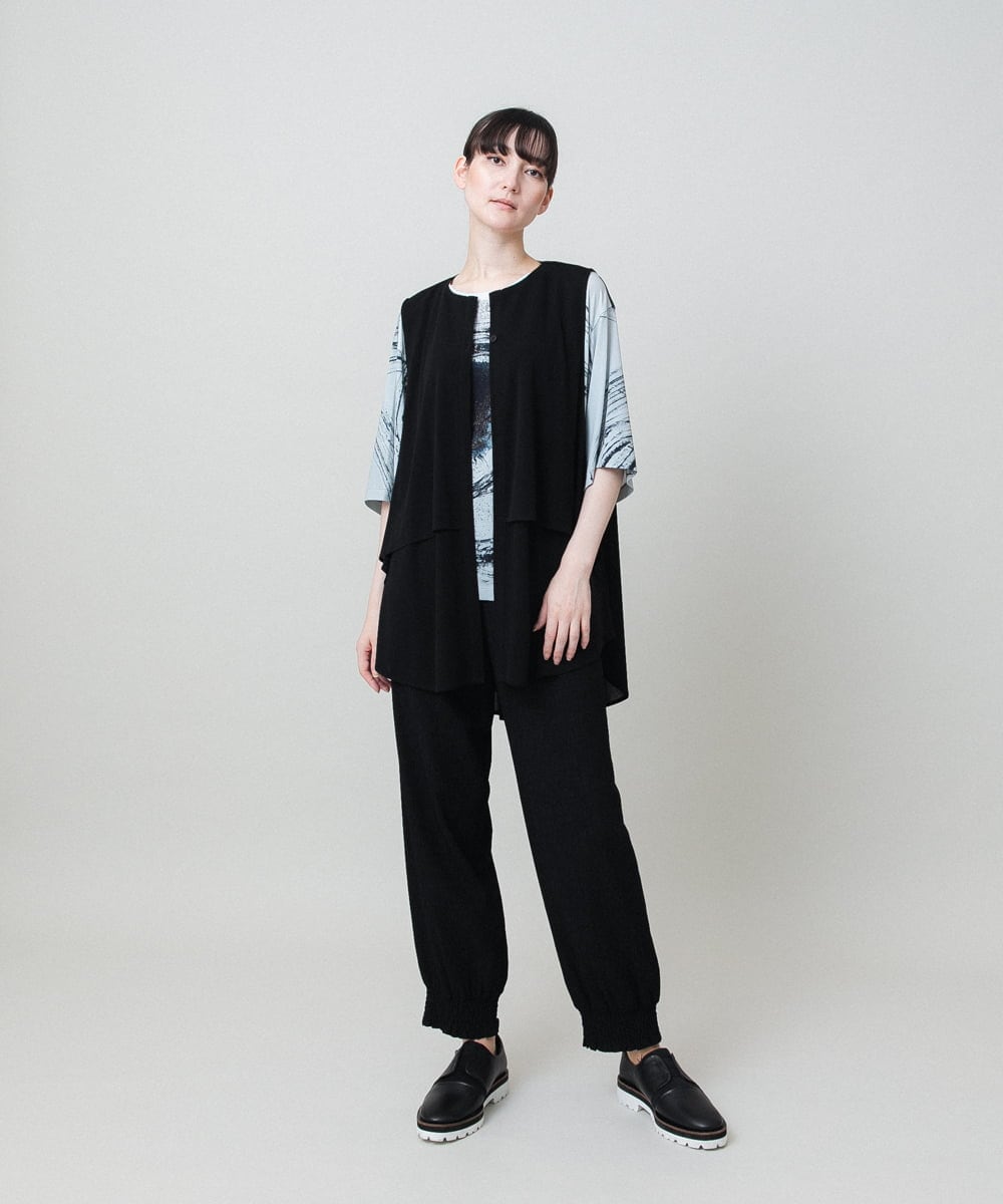 RHKHE05390 HIROKO KOSHINO(ヒロココシノ) 墨絵プリントデザインTシャツ /日本製/洗える ホワイト