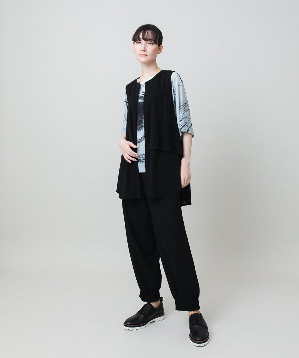 RHKHE05390 HIROKO KOSHINO(ヒロココシノ) 墨絵プリントデザインTシャツ /日本製/洗える ホワイト